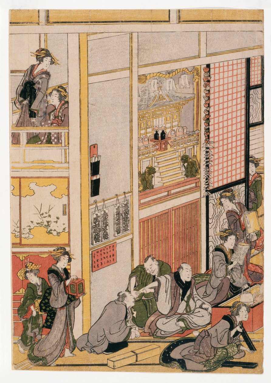 New Years Days of the Teahouse Ogi-ya, ca. 1810 (træbloktryk) (se også 406533, 406535 og 406536) af Katsushika Hokusai