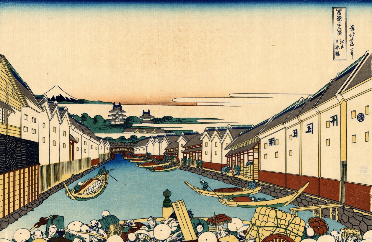 Nihonbashi b Science medlem Edo, ca. 1830 (DBock p Hayashi t) af Katsushika Hokusai