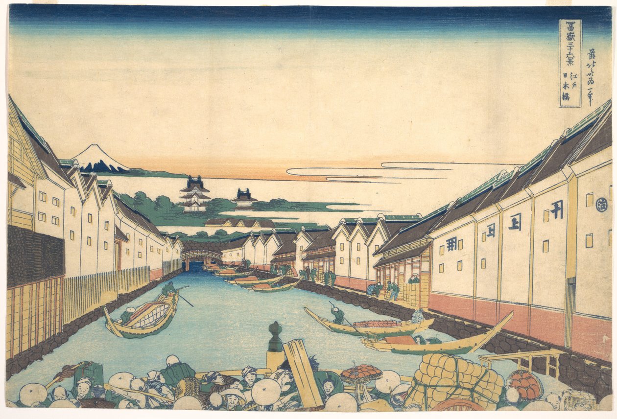 Nihonbashi i Edo (Edo Nihonbashi), fra serien »De 36 udsigter over Fuji« (Fugaku sanjūrokkei) af Katsushika Hokusai