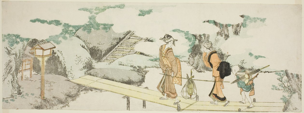 På gangbroen af Katsushika Hokusai