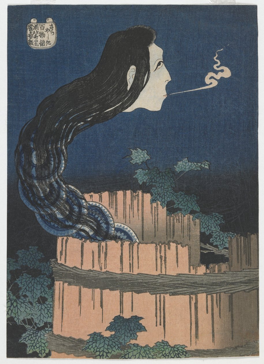 One Hundred Ghost Tales: Sarayashiki, Edo-periode, 1831-32 (træbloktryk i farver) af Katsushika Hokusai