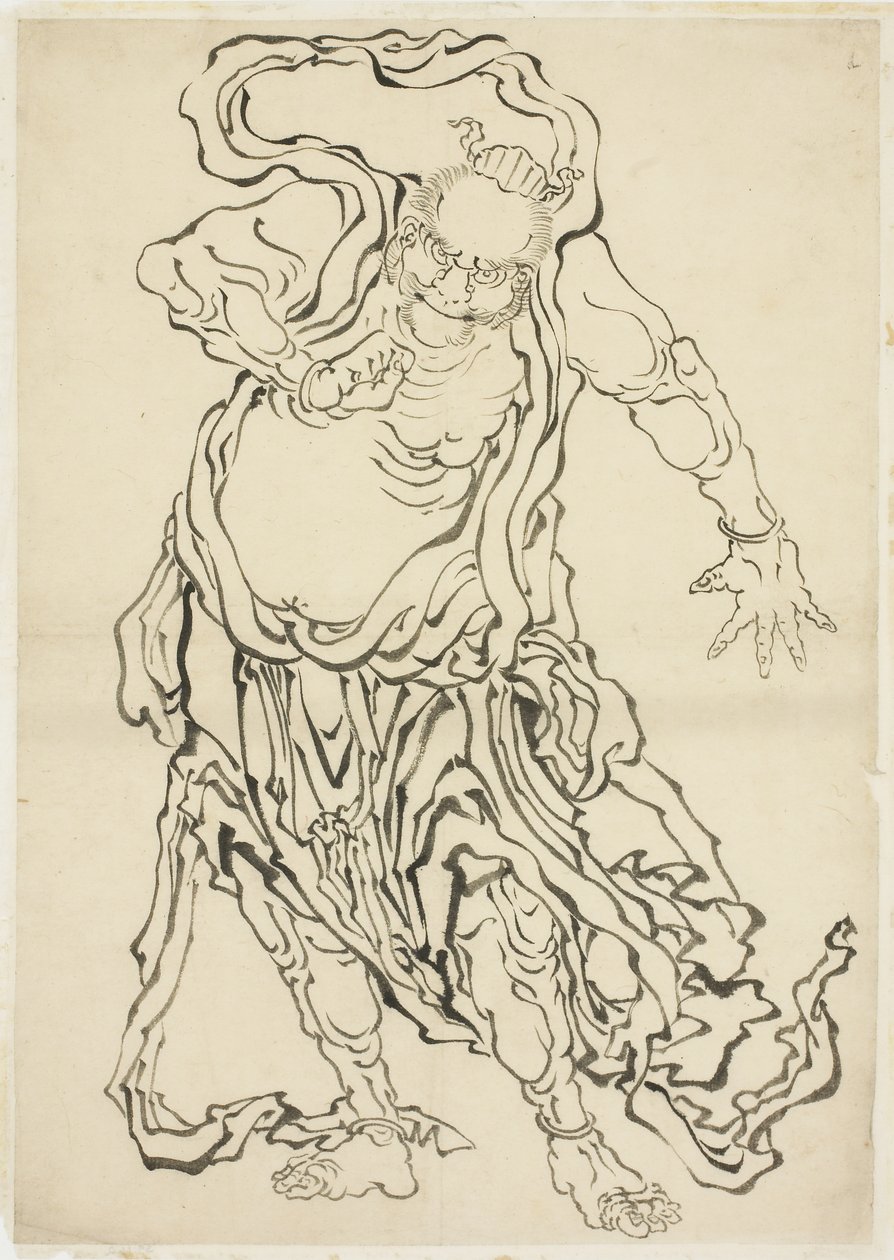 En af Nio (A Guardian), ca. 1815-1849 (blæk på papir) af Katsushika Hokusai