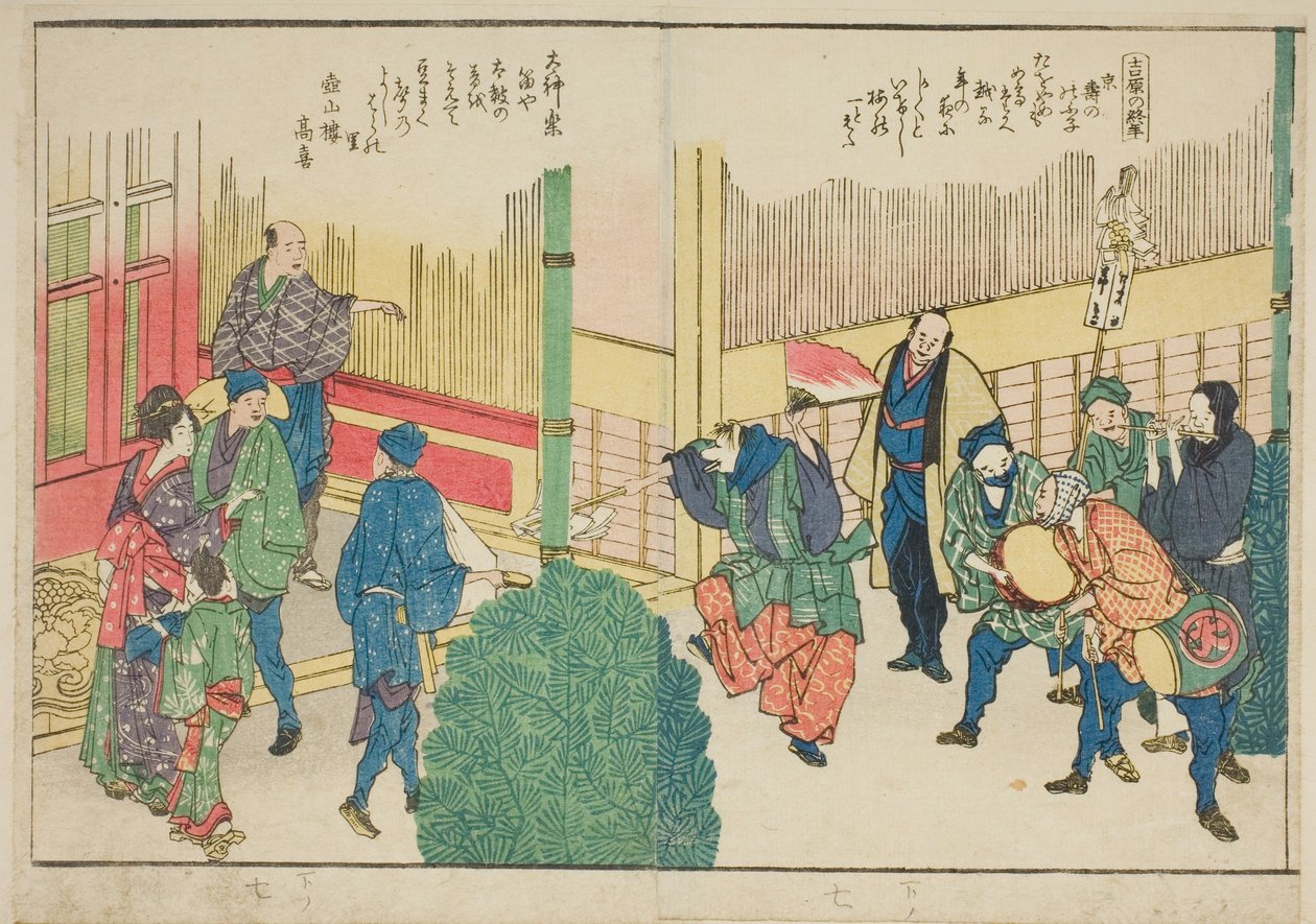 Sider fra den illustrerede bog "Panoramaudsigt langs bredden af Sumida-floden (Ehon Sumidagawa ryogan ichiran)" af Katsushika Hokusai