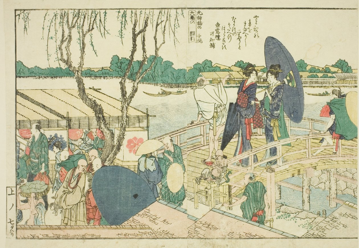 Sider fra den illustrerede bog "Panoramaudsigt langs bredden af Sumida-floden (Ehon Sumidagawa ryogan ichiran)" af Katsushika Hokusai