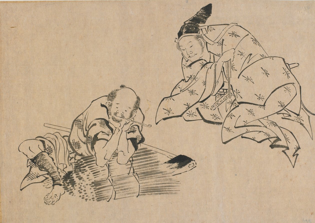 Bonde og adelig, slutningen af det 18.-begyndelsen af det 19. århundrede. af Katsushika Hokusai