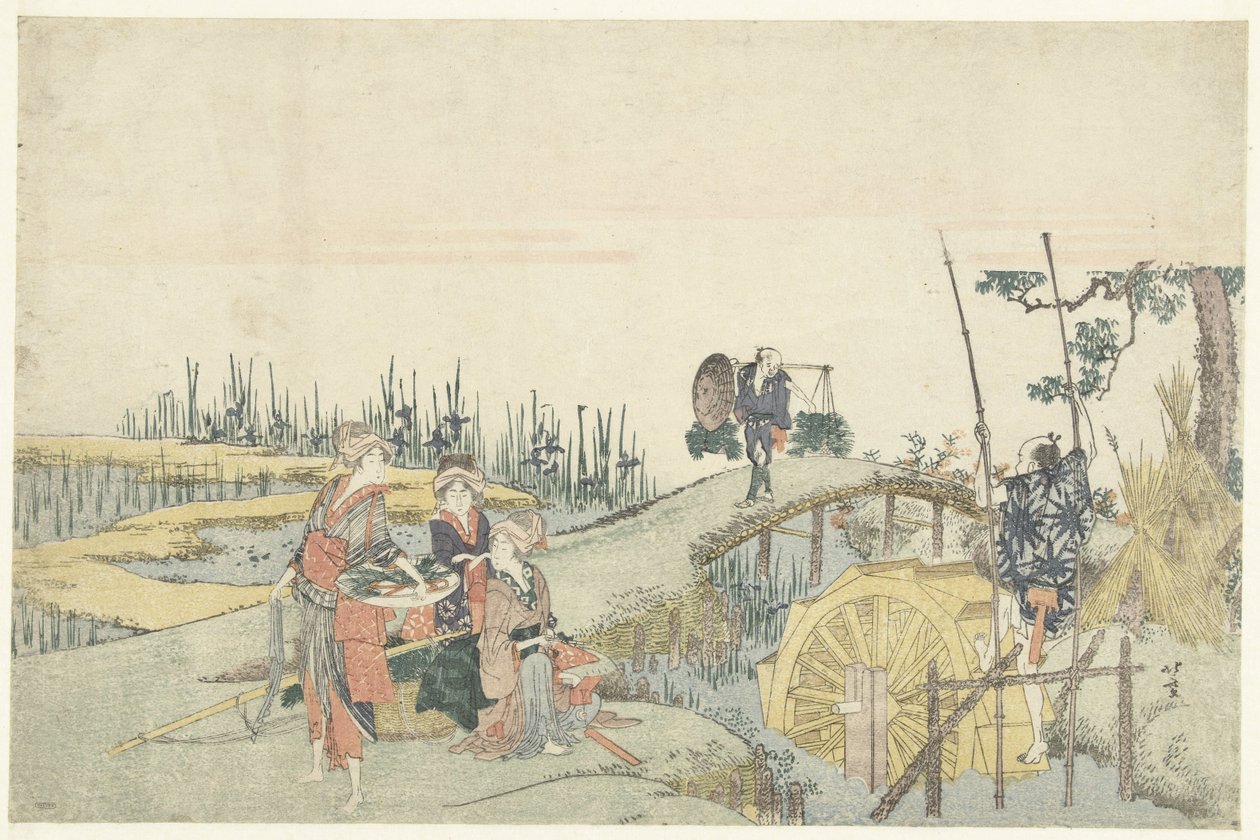Plantning af ris af Katsushika Hokusai