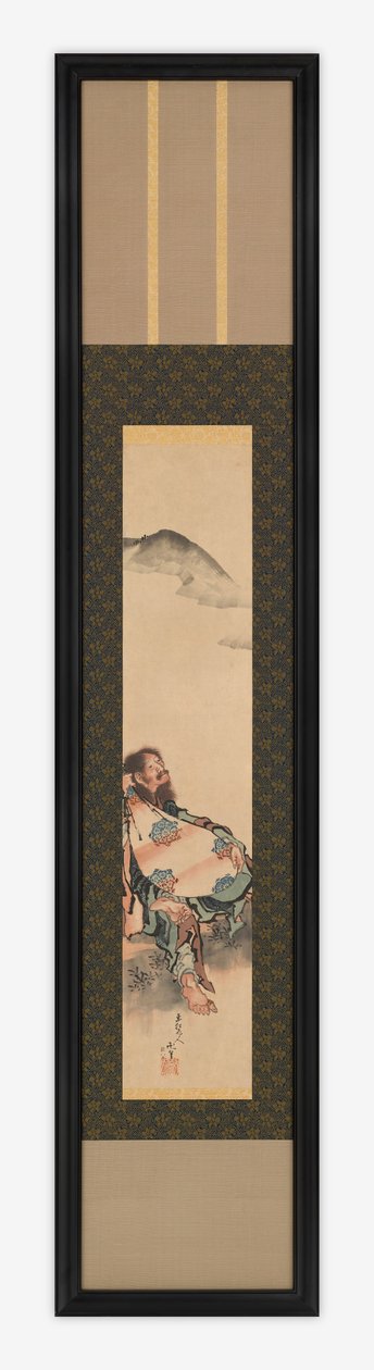 Poet Semimaru med sin lut i en pose, Edo-periode, 1839. af Katsushika Hokusai