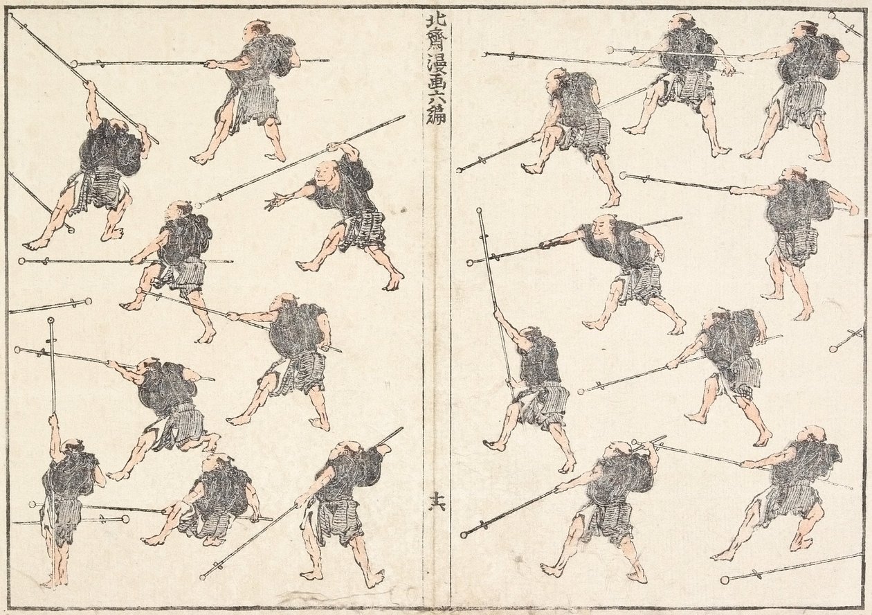 Træning med langskaftet sværd af Katsushika Hokusai