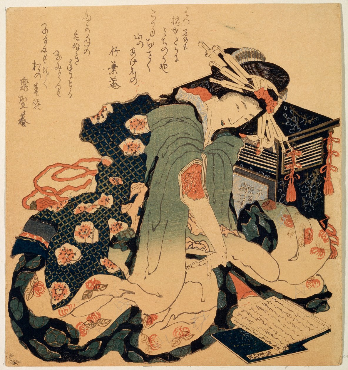 Læsning, c1822. af Katsushika Hokusai