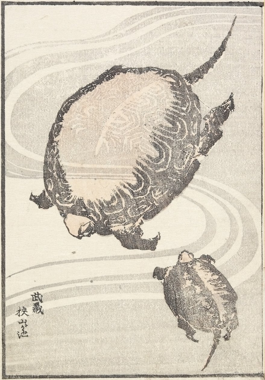 Sayama-ga-ike pon d medlem Musashi P Rovinse, 1817 af Katsushika Hokusai