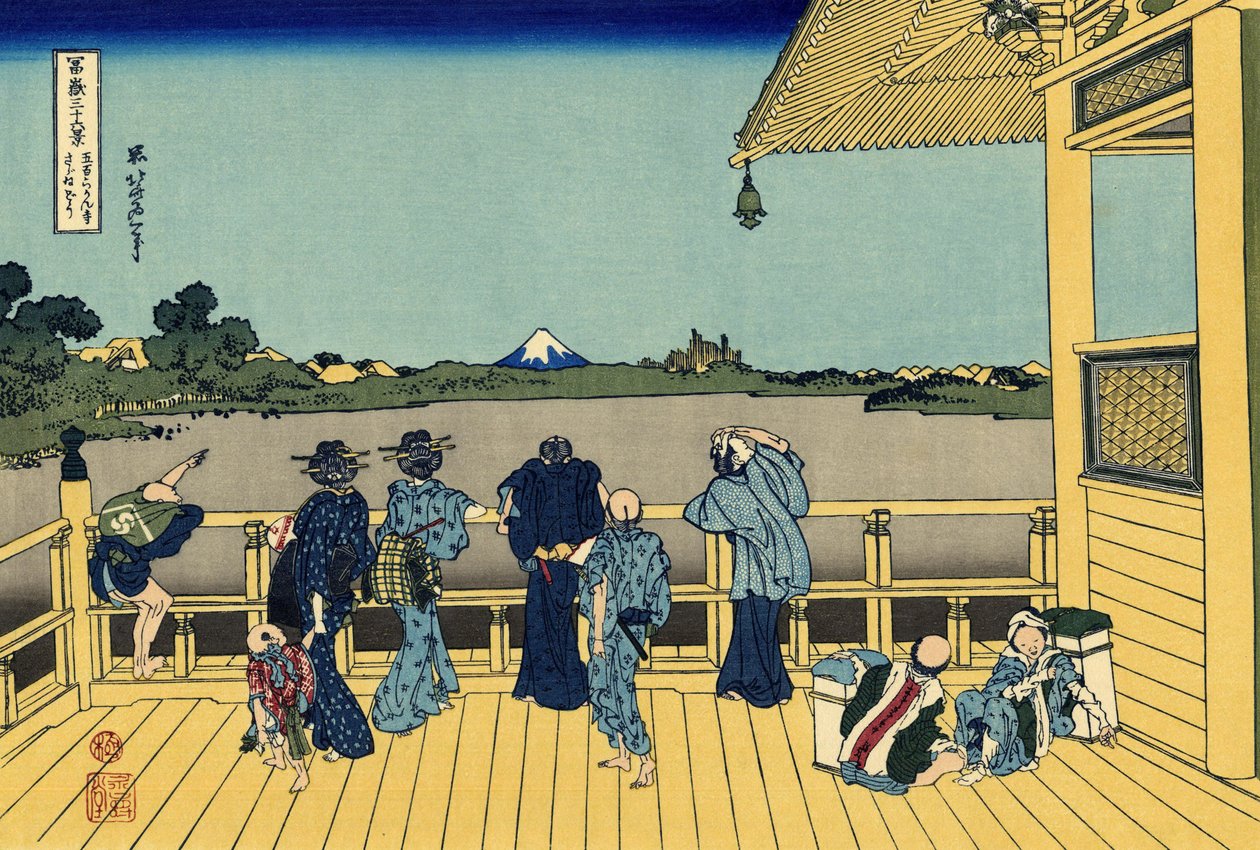 Sazai-sal - 500 Rakan-templer, ca. 1830 (træbloktryk) af Katsushika Hokusai