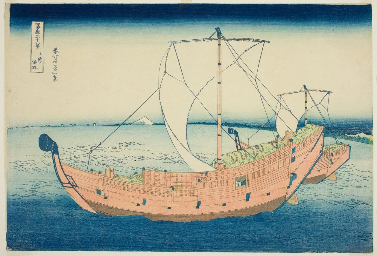 Sea Lane ud for Kazusa-provinsen (Kazusa no kairo), fra serien "Thirty-Six Views of Mount Fuji (Fugaku sanjurokkei)" af Katsushika Hokusai