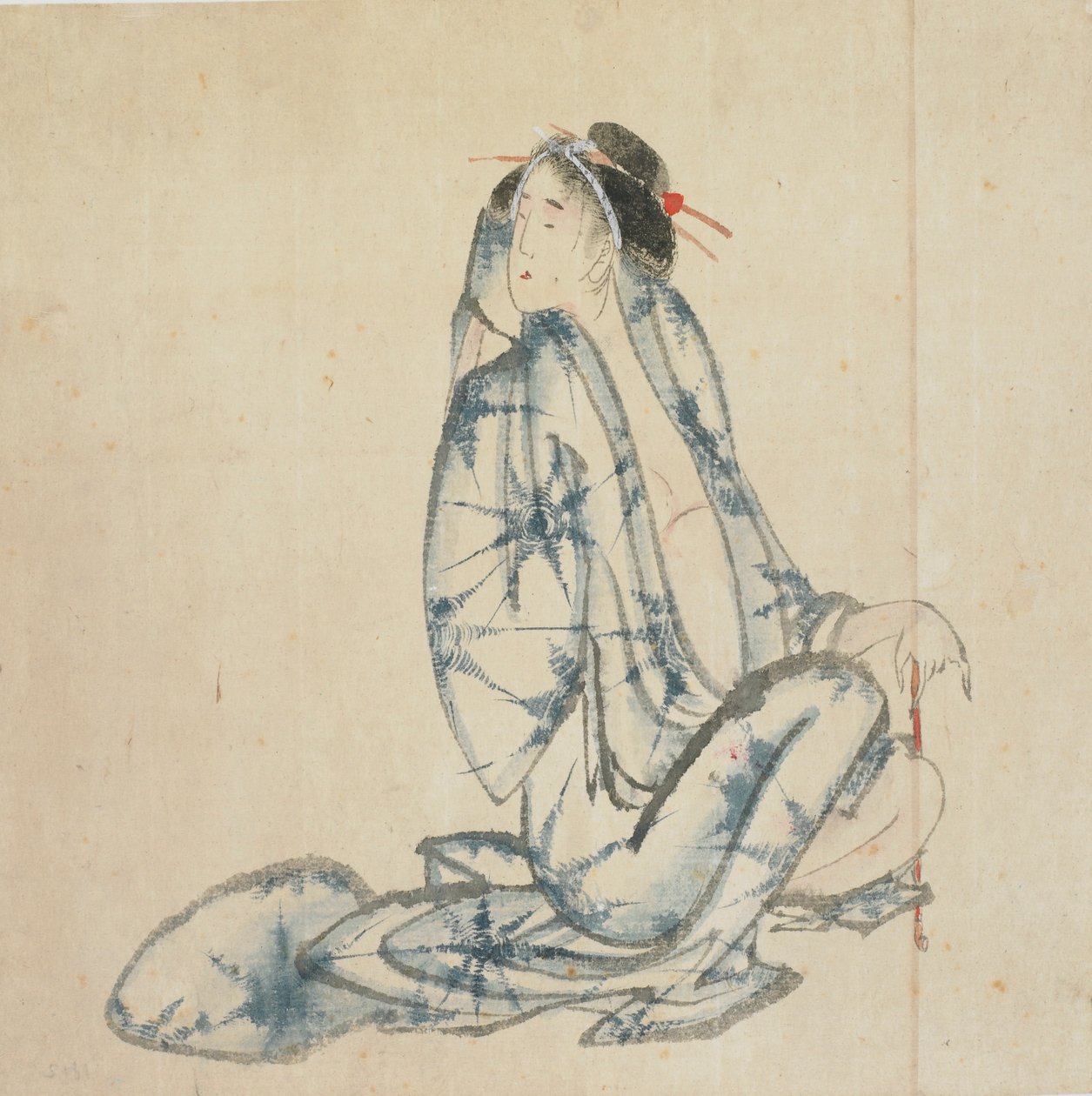 Siddende kurtisane, slutningen af det 18.-begyndelsen af det 19. århundrede. af Katsushika Hokusai