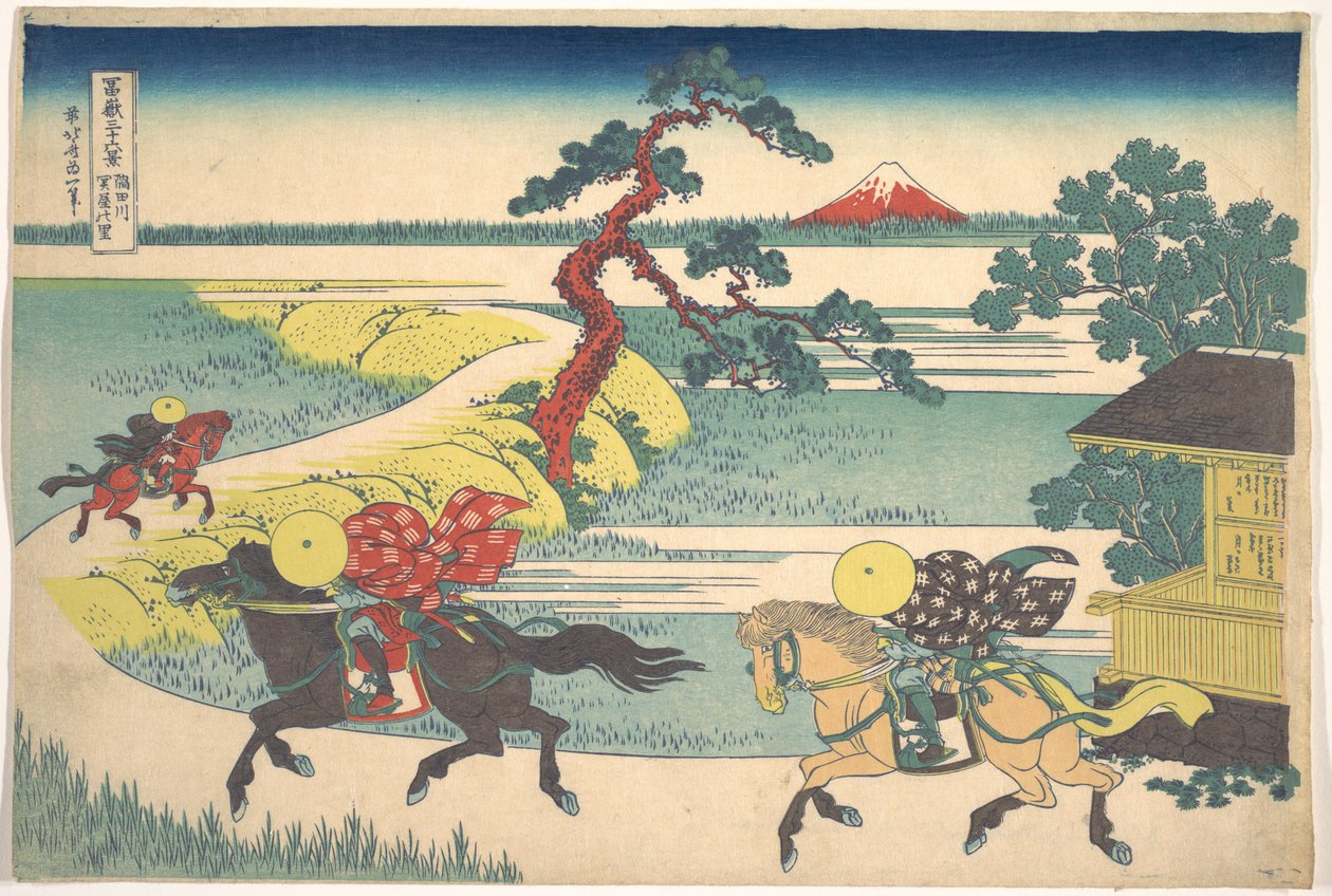 Landsbyen Sekiya ved Sumida-floden (Sumidagawa Sekiya no sato), fra serien »De 36 udsigter over Fuji« (Fugaku sanjūrokkei) af Katsushika Hokusai