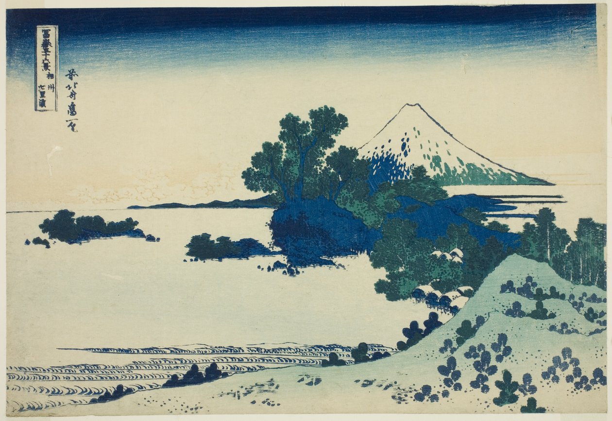 Shichirigahama Bea ch In Sagami Producer (Shoshu Shichirigahama), fra serien "terry x ws of fuji (Fugaku Sanjurokkei)" af Katsushika Hokusai