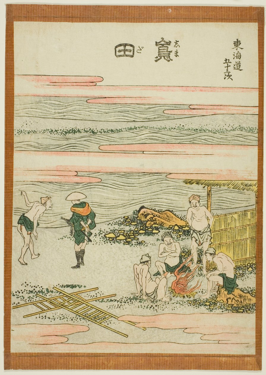 Shimada, fra serien "Fifty-three Stations of the Tokaido (Tokaido gojusan tsugi)" af Katsushika Hokusai