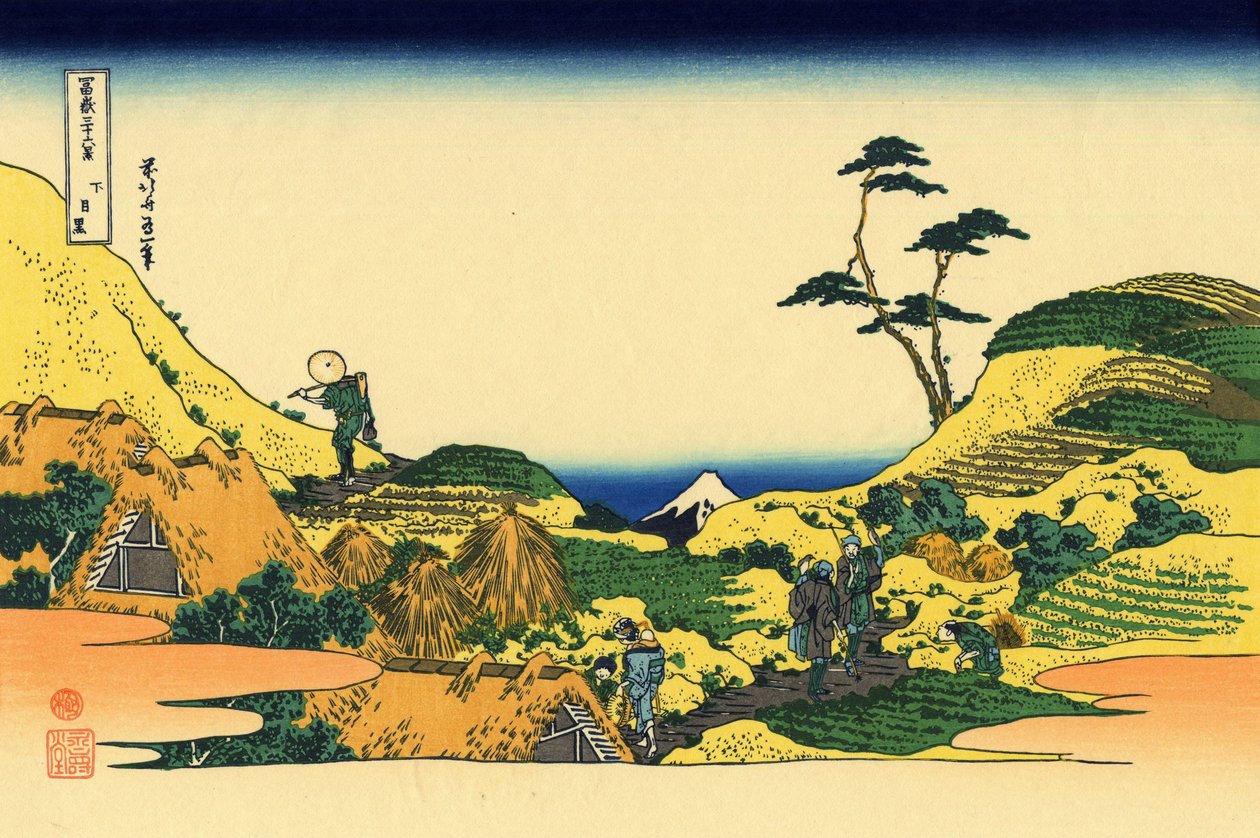 Shimomeguro, ca. 1830 (træbloktryk) af Katsushika Hokusai
