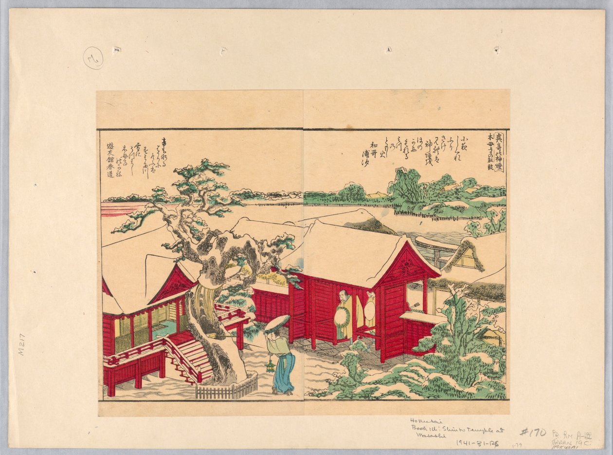 Shinto-tempel i Masashi af Katsushika Hokusai