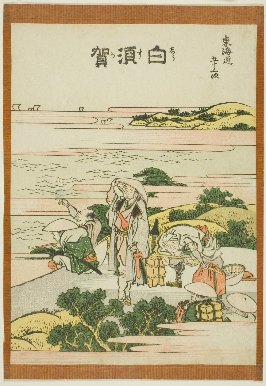 Shirasuka, fra seriens "Fifty-th lee S tachi sound s of the city degree (urban degree main mountain next)" af Katsushika Hokusai