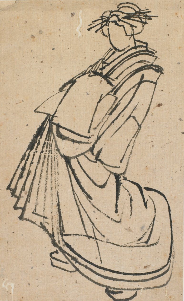 Skitse af en kurtisane, slutningen af det 18.-begyndelsen af det 19. århundrede. af Katsushika Hokusai