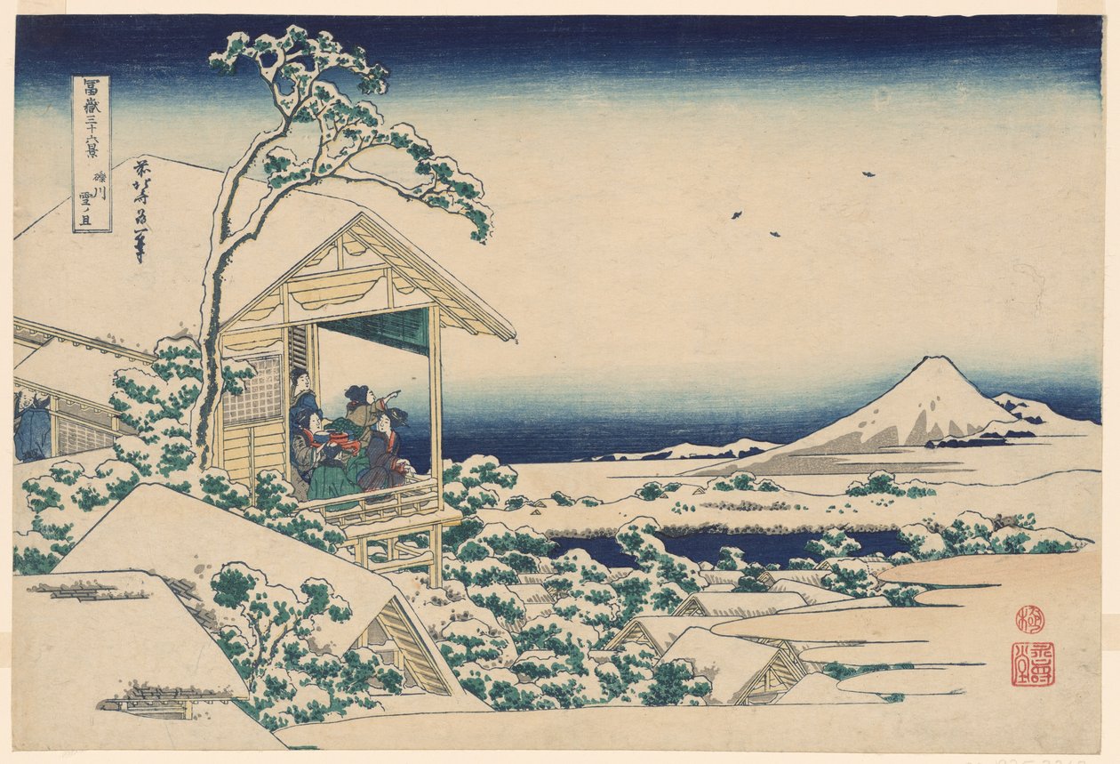 S no wy also r people g from Koishikawa (Koishikawa Yuki no Ashita), from the series "Ti rty x view ws of f also luck t Fuji (Fugaku Usaju Rokukatsu)" af Katsushika Hokusai