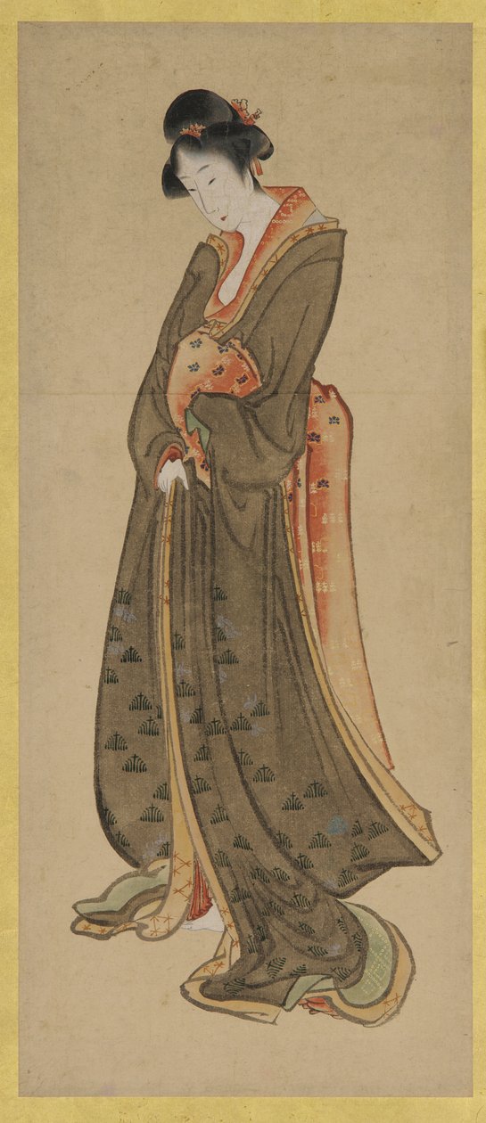 Stående figur af en høj pige, slutningen af det 18.-begyndelsen af det 19. århundrede. af Katsushika Hokusai