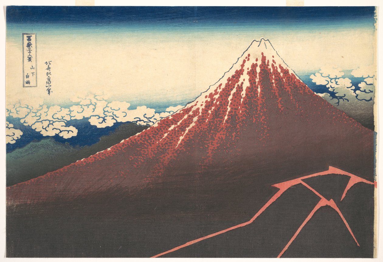Storm ved foden af Fuji-bjerget (Sanka no haku u), fra serien »De 36 udsigter over Fuji-bjerget« (Fugaku sanjūrokkei) af Katsushika Hokusai