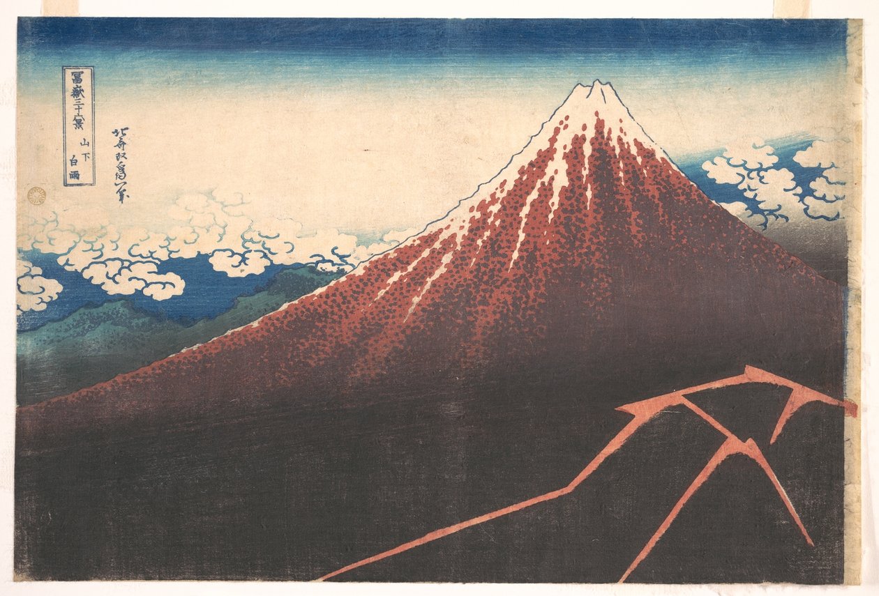 Storm ved foden af Fuji-bjerget (Sanka no haku u), fra serien »De 36 udsigter over Fuji-bjerget« (Fugaku sanjūrokkei) af Katsushika Hokusai