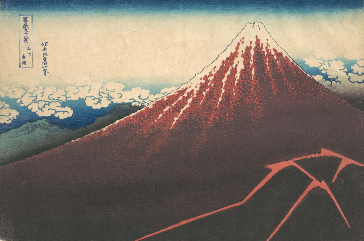 Storm under Fuji-bjerget Sanka no haku u, fra serien Thirty-six Views of Mount..., ca. 1830-32. af Katsushika Hokusai