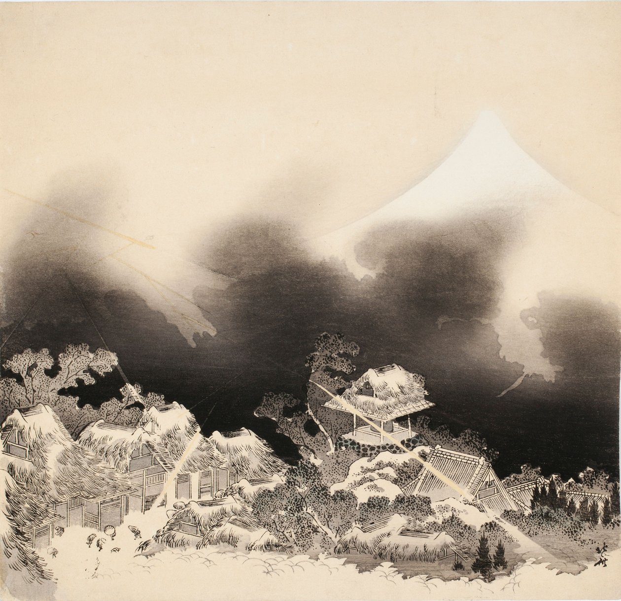 Storm i bjergene af Katsushika Hokusai