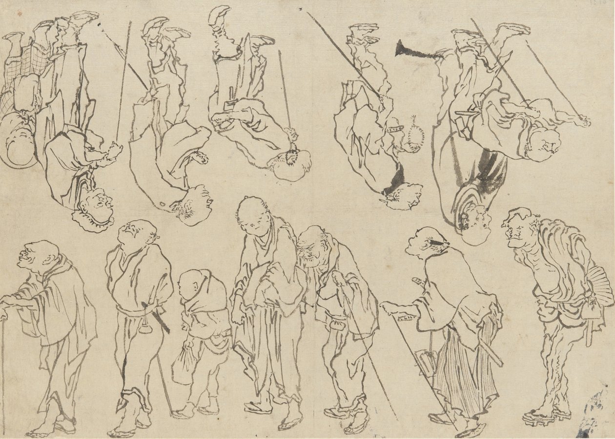 Studier af lamme pilgrimme, Edo-perioden (blæk på papir) af Katsushika Hokusai
