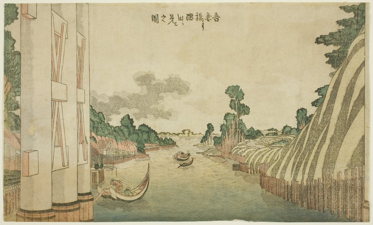 Sumida-floden set fra Azuma-broen (Azumabashi yori Sumida wo miru no zu), fra en gruppe landskaber i vestlig stil af Katsushika Hokusai