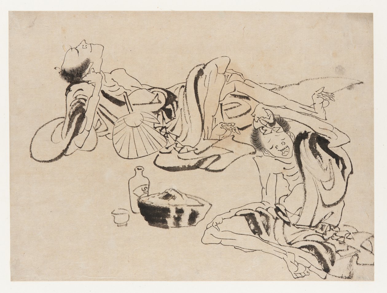 Summer sake sippers, slutningen af det 18.-begyndelsen af det 19. århundrede. af Katsushika Hokusai