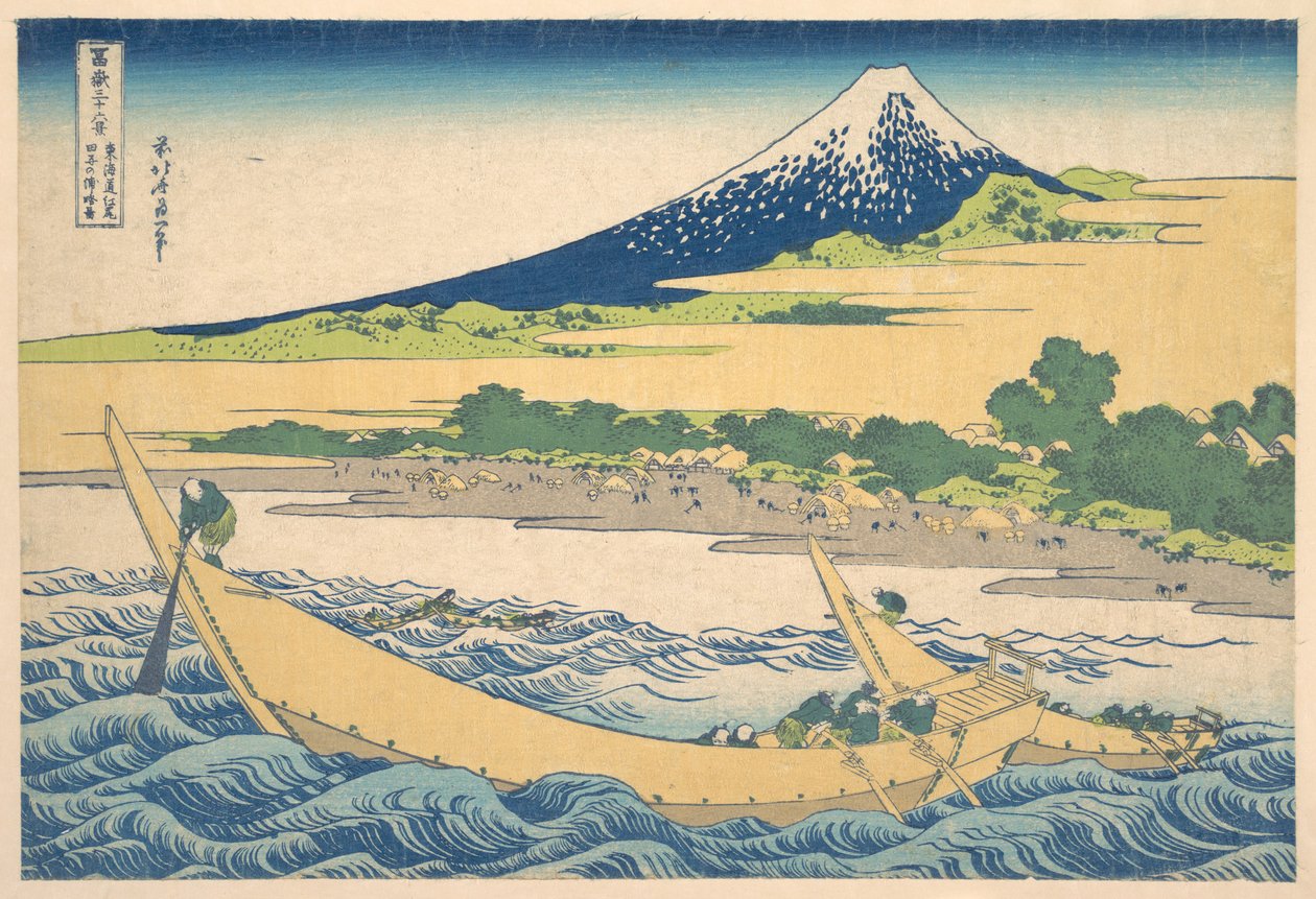 Tago-bugten nær Ejiri på Tōkaidō (Tōkaidō Ejiri Tago no ura ryaku zu), fra serien »De 36 udsigter over Fuji« (Fugaku sanjūrokkei) af Katsushika Hokusai