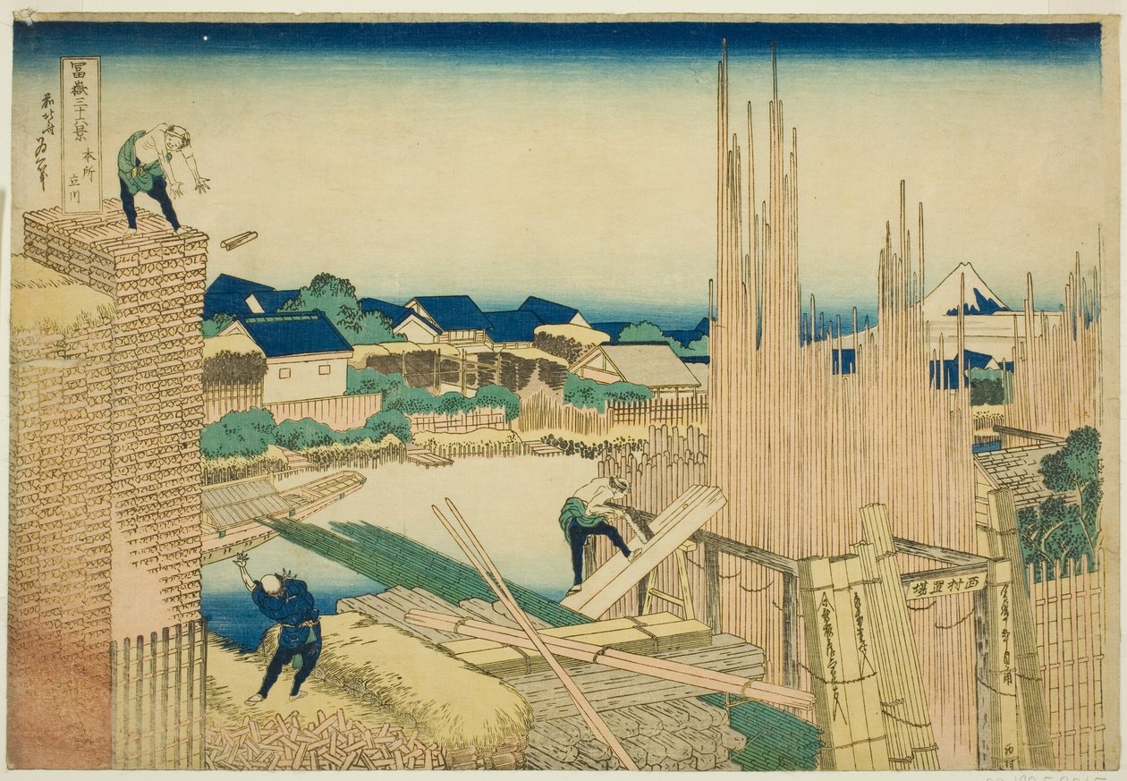 Tachikawa at Honjo (Honjo Tachikawa), fra seriens ``Tierty Mr. x Views Of Mount Fuji (Fugaku Usajurokukei)