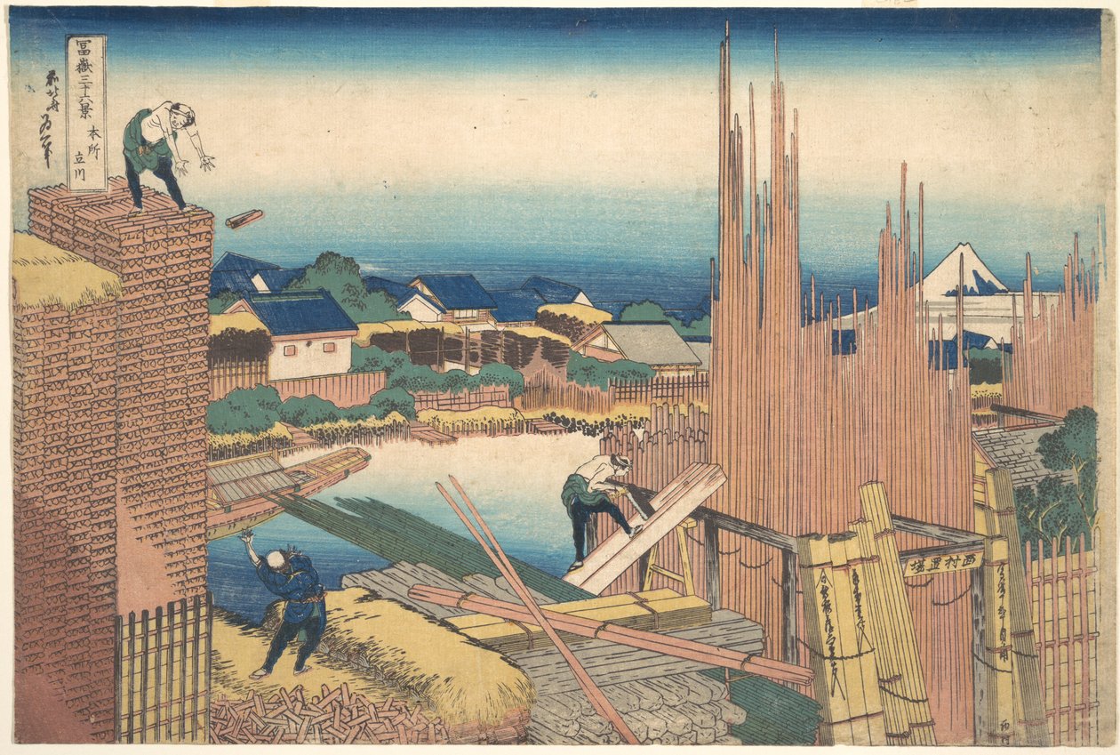 Tatekawa i Honjō (Honjō Tatekawa), fra serien »De 36 udsigter over Fuji« (Fugaku sanjūrokkei) af Katsushika Hokusai