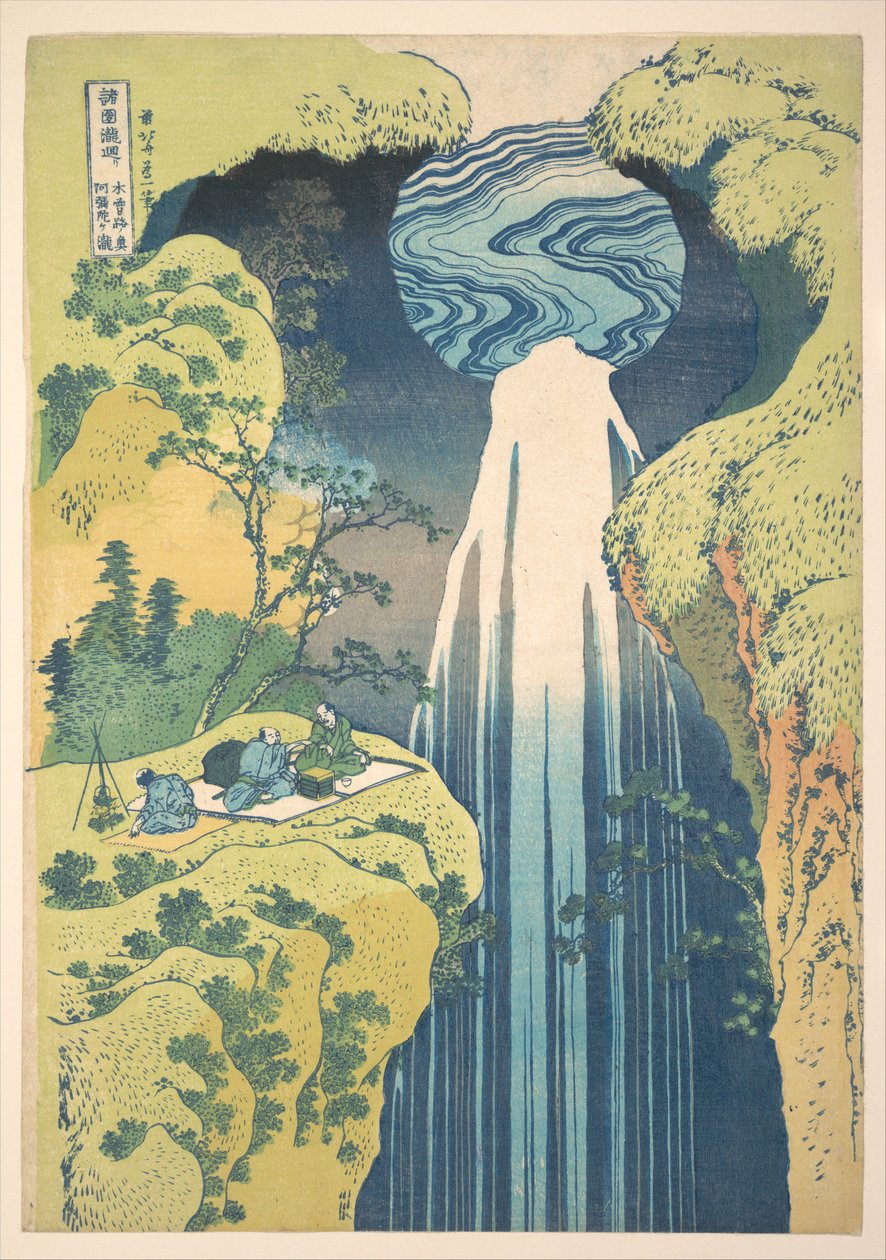 Amida-vandfaldet i de fjerne egne af Kisokaidō-vejen (Kisoji no oku Amida-ga-taki), fra serien »En rundrejse til vandfald i forskellige provinser« (Shokoku taki meguri) af Katsushika Hokusai