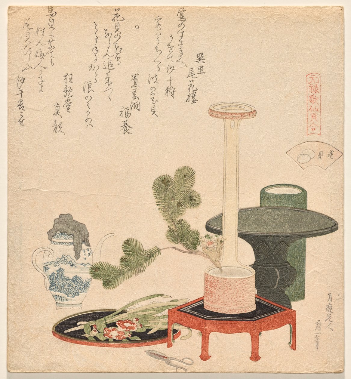 The Flower Shells, fra serien Genroku Poem-Shell Matching Game af Katsushika Hokusai
