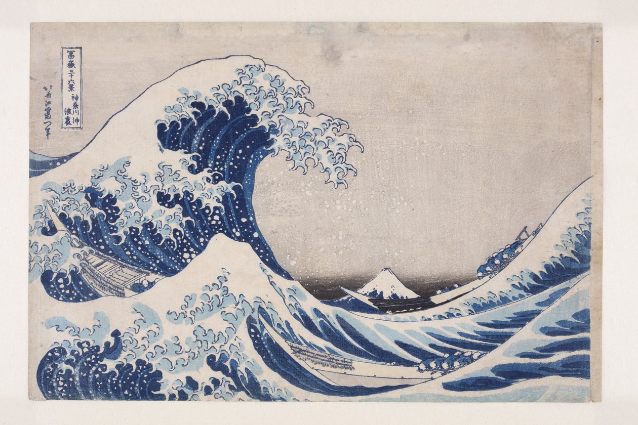 The Hollow of the Deep Sea Wave ud for Kanagawa (Kanagawa-oki nami ura) (træbloktryk i farver) af Katsushika Hokusai