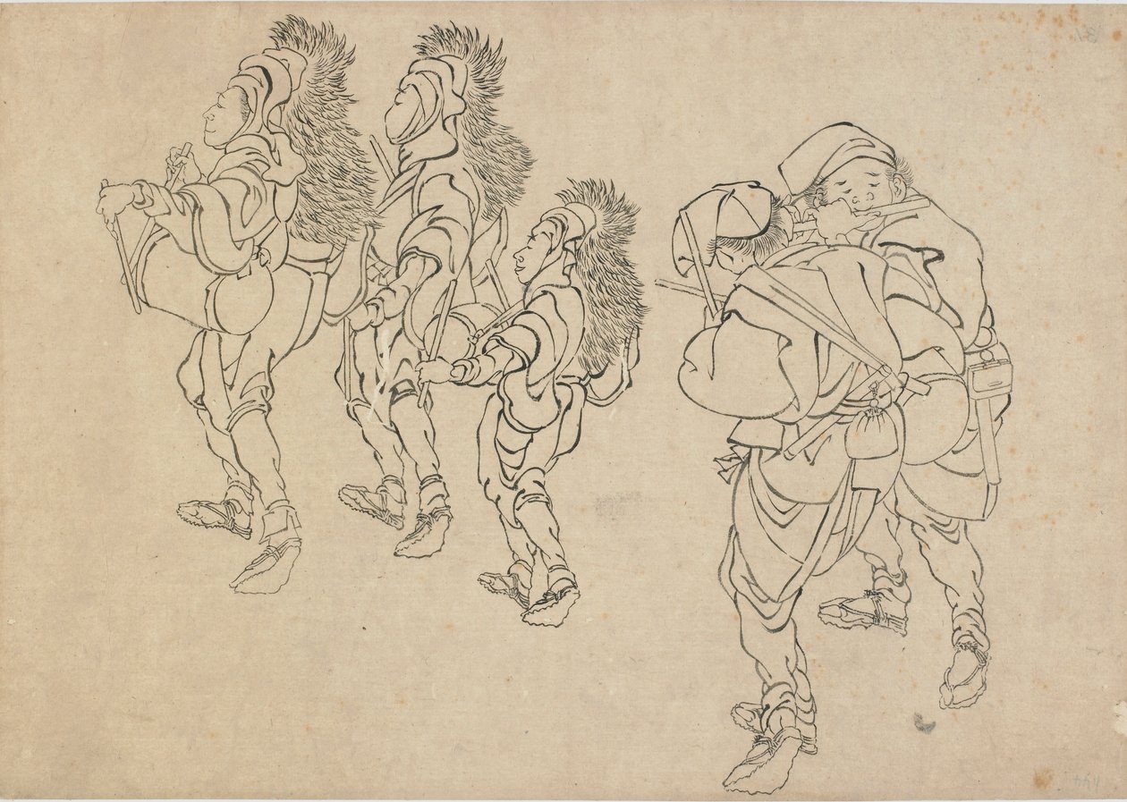 Løvedansen, slutningen af det 18.-begyndelsen af det 19. århundrede. af Katsushika Hokusai