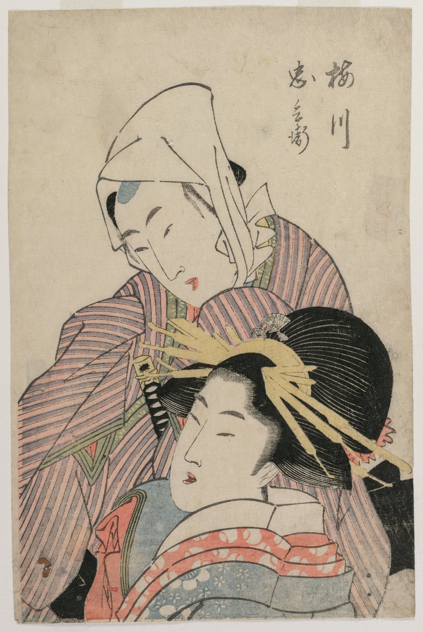 De elskende Umegawa og Chubei af Katsushika Hokusai