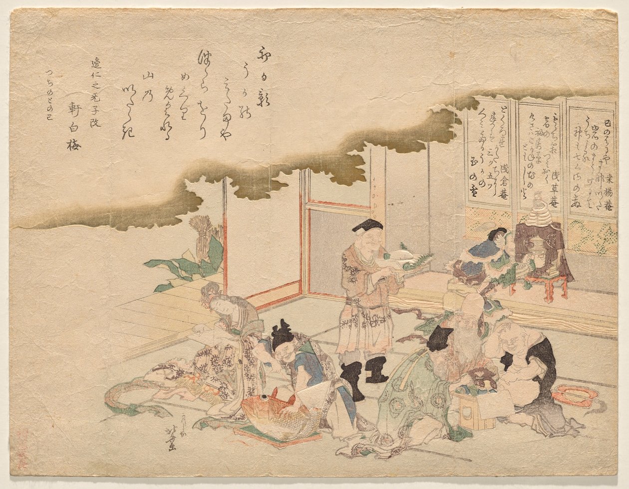 De syv gode guder (shichifuku-jin) fejrer det nye år af Katsushika Hokusai