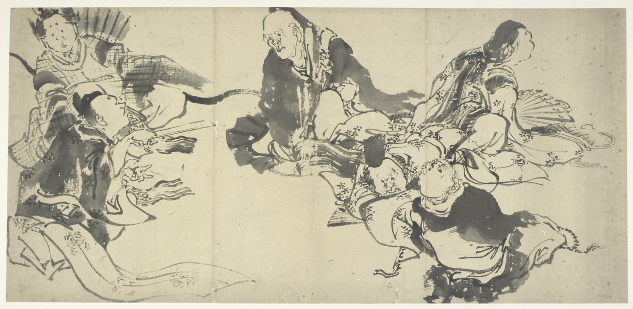De seks mesterdigtere, Edo-perioden (blæk på papir) af Katsushika Hokusai