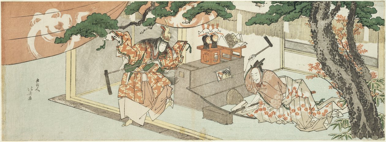Sværdsmeden Munechika og Inaris gud af Katsushika Hokusai