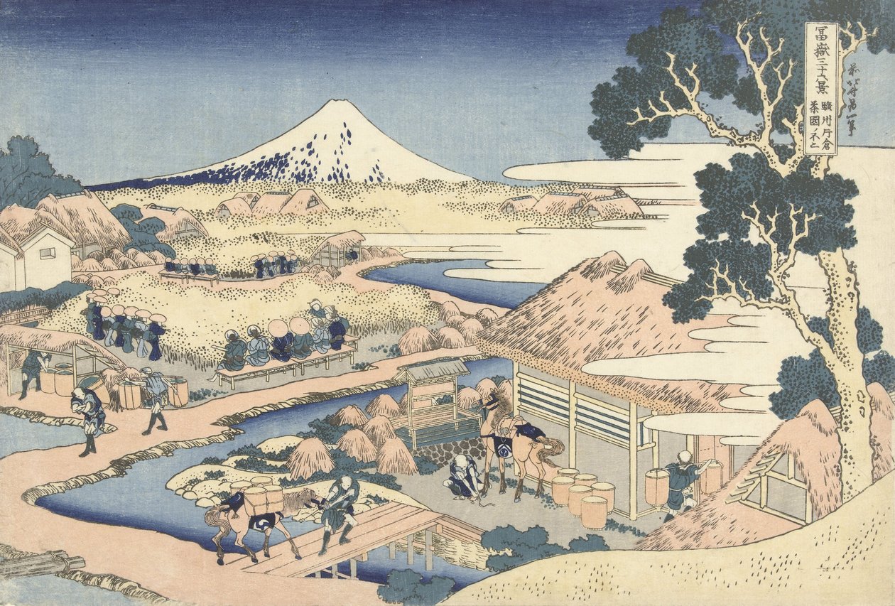Teplantagen i Katakura i Suruga-provinsen, ca. 1830 (træbloktryk) af Katsushika Hokusai