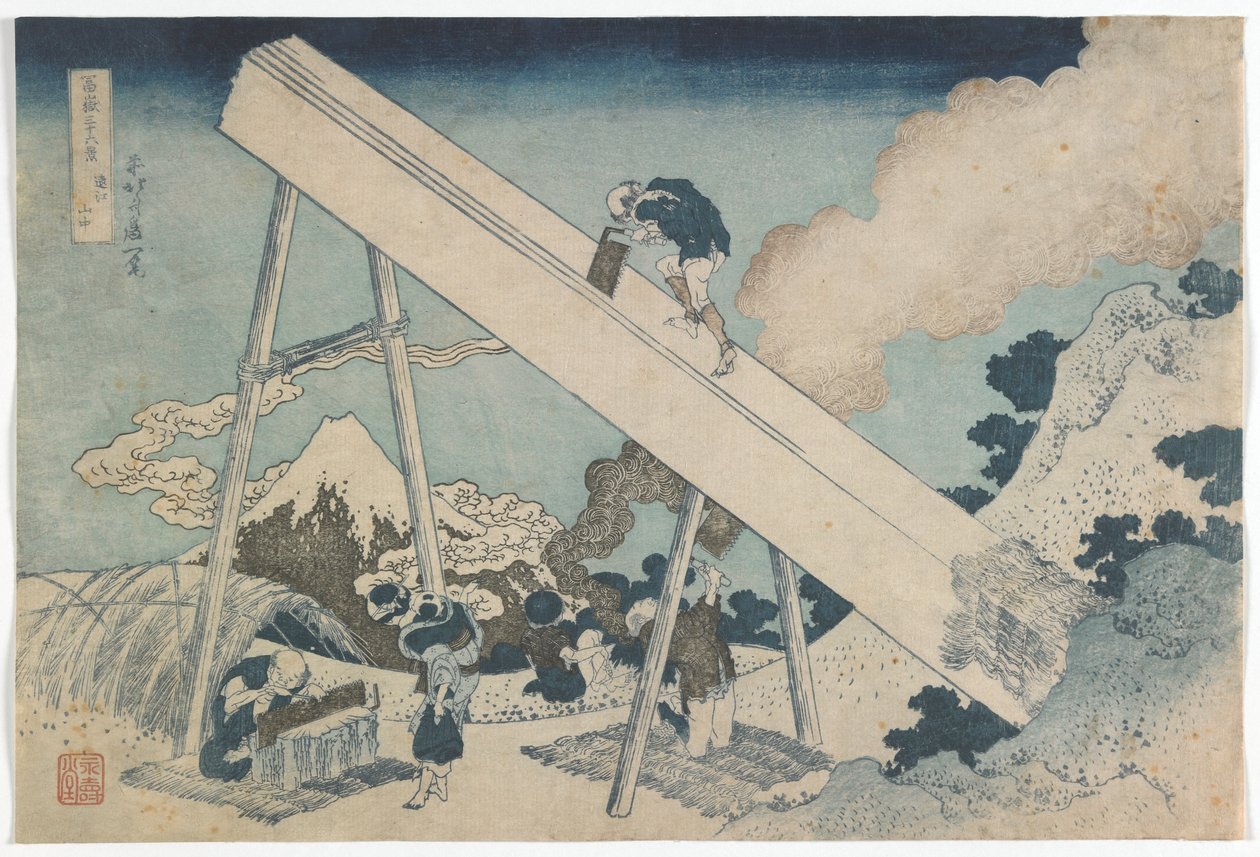 Seksogtredive udsigter over Mount Fuji: I bjergene i Totomi-provinsen, Edo-perioden, ca. 1831 (træbloktryk i farver) af Katsushika Hokusai