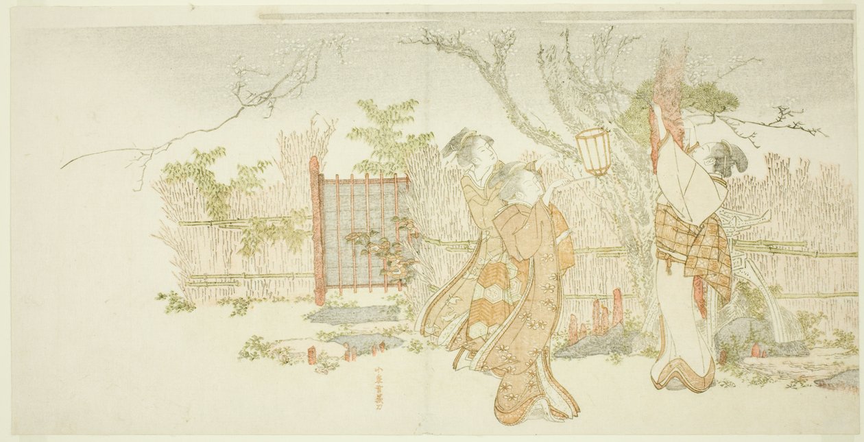 Tre kvinder under et blommetræ om natten af Katsushika Hokusai
