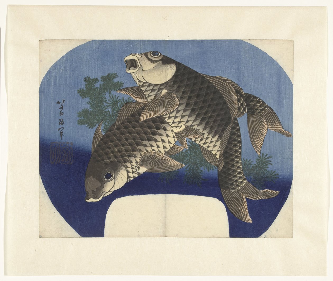 To karper af Katsushika Hokusai