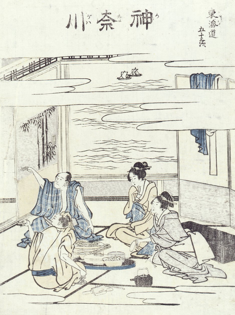 To par i et interiør (træbloktryk) af Katsushika Hokusai