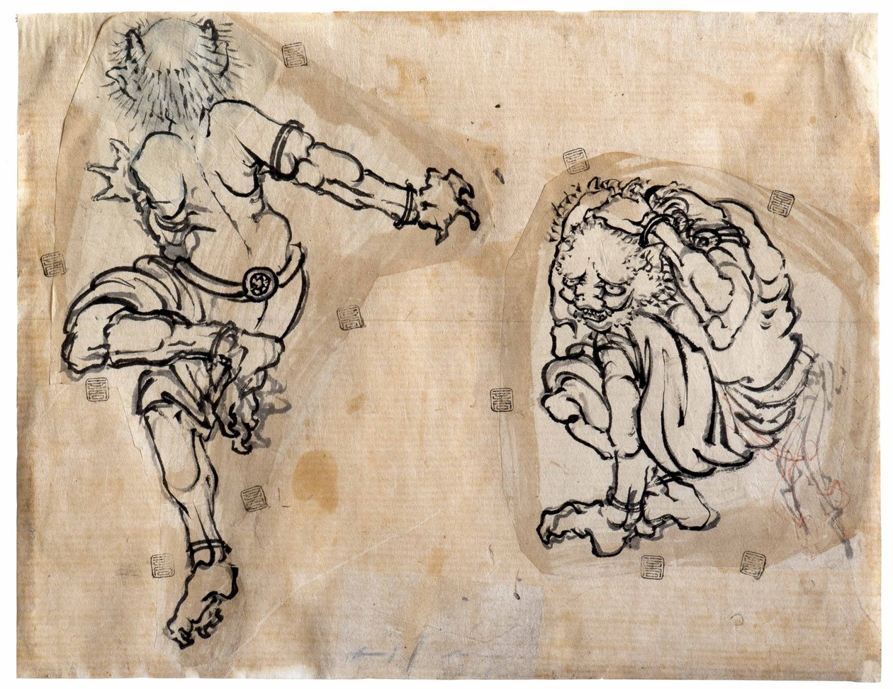 To Oni-dæmoner, 1830-1839. af Katsushika Hokusai